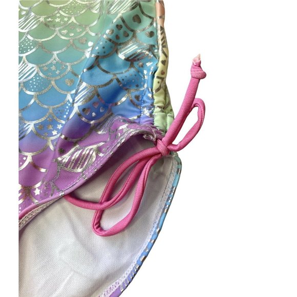 Bmagical Girls Swimsuit One Piece One Side Ruffle Strap Rainbow Mermaid, Size 8 - Picture 4 of 7